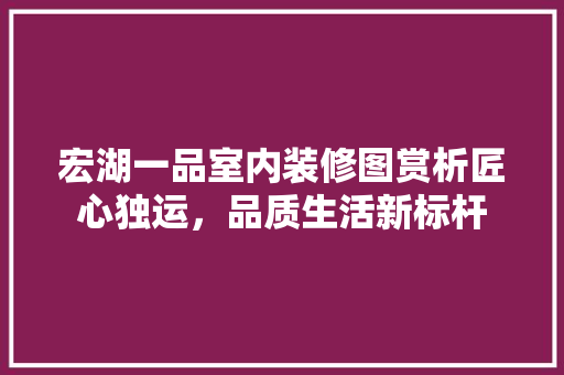 宏湖一品室内装修图赏析匠心独运，品质生活新标杆