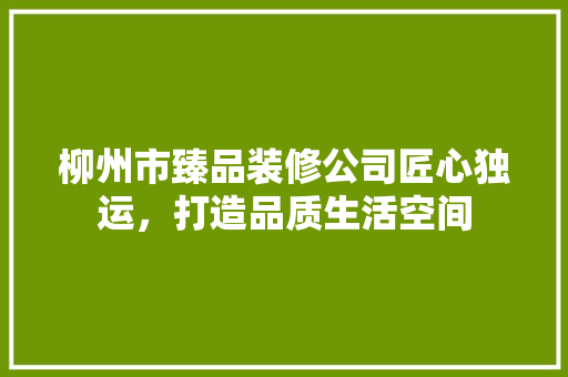 柳州市臻品装修公司匠心独运，打造品质生活空间