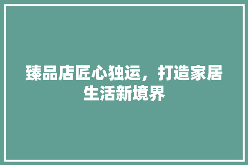 臻品店匠心独运，打造家居生活新境界