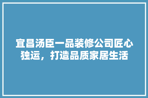 宜昌汤臣一品装修公司匠心独运，打造品质家居生活