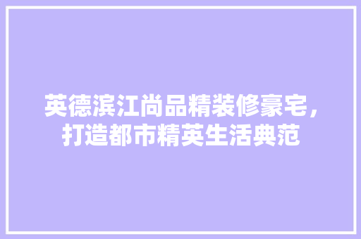 英德滨江尚品精装修豪宅，打造都市精英生活典范