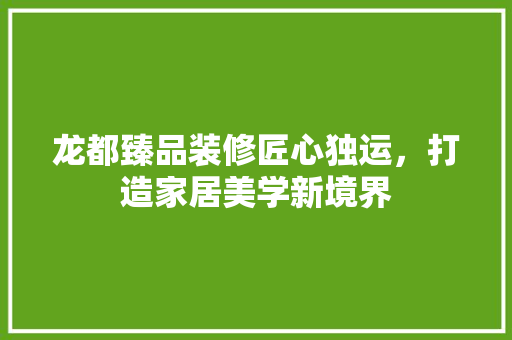 龙都臻品装修匠心独运，打造家居美学新境界