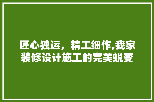 匠心独运，精工细作,我家装修设计施工的完美蜕变