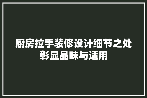 厨房拉手装修设计细节之处彰显品味与适用