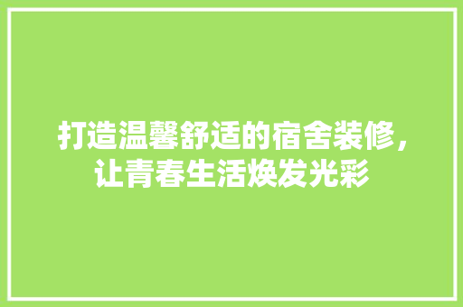 打造温馨舒适的宿舍装修，让青春生活焕发光彩