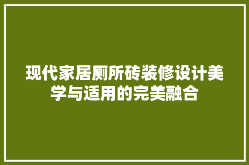 现代家居厕所砖装修设计美学与适用的完美融合
