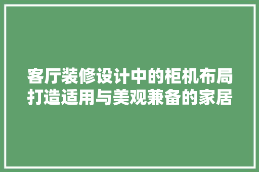 客厅装修设计中的柜机布局打造适用与美观兼备的家居空间