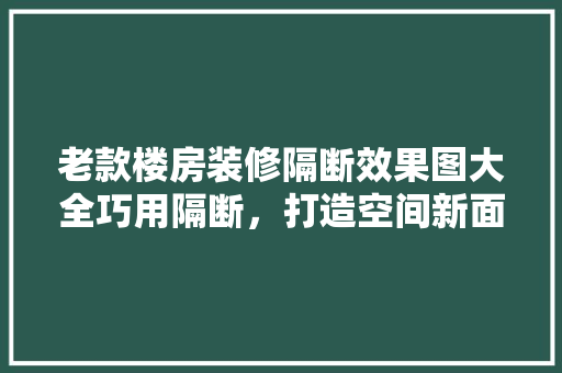 老款楼房装修隔断效果图大全巧用隔断，打造空间新面貌