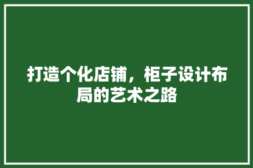 打造个化店铺，柜子设计布局的艺术之路
