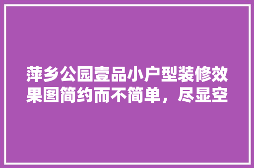 萍乡公园壹品小户型装修效果图简约而不简单，尽显空间美学