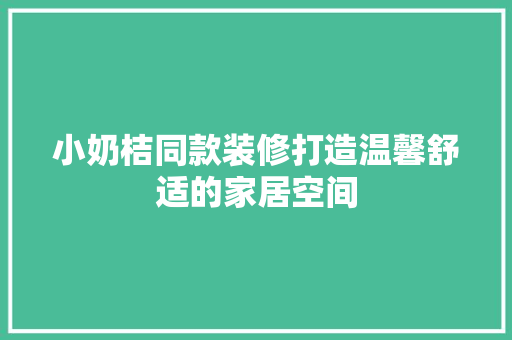小奶桔同款装修打造温馨舒适的家居空间