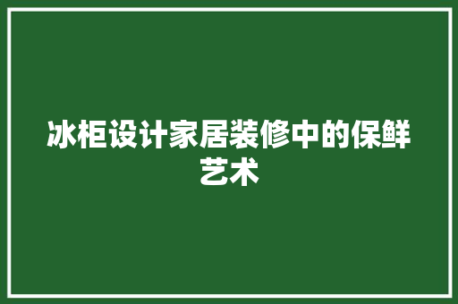冰柜设计家居装修中的保鲜艺术