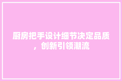 厨房把手设计细节决定品质，创新引领潮流  第1张