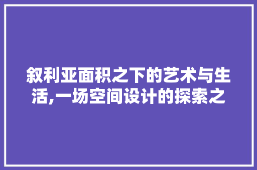 叙利亚面积之下的艺术与生活,一场空间设计的探索之旅