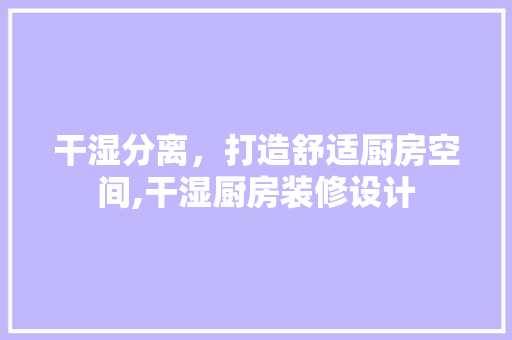干湿分离，打造舒适厨房空间,干湿厨房装修设计