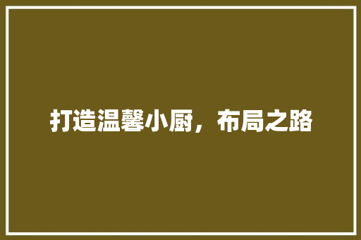 打造温馨小厨，布局之路