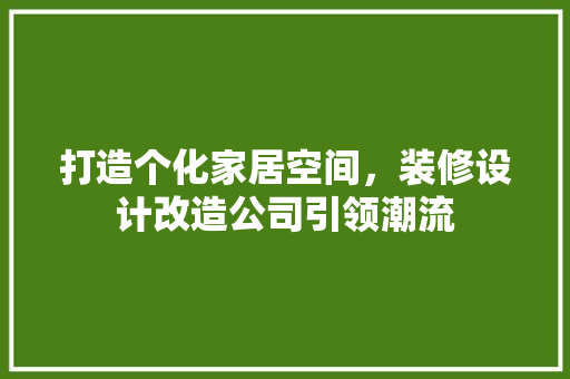 打造个化家居空间，装修设计改造公司引领潮流
