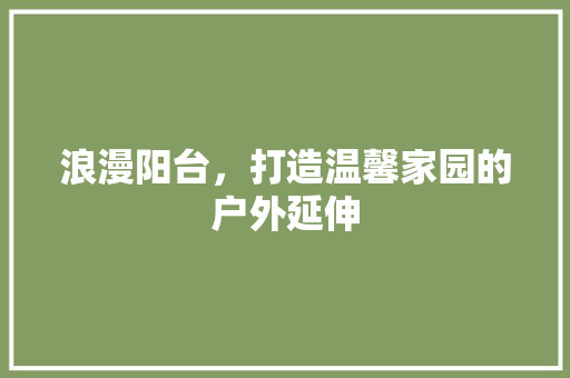 浪漫阳台，打造温馨家园的户外延伸