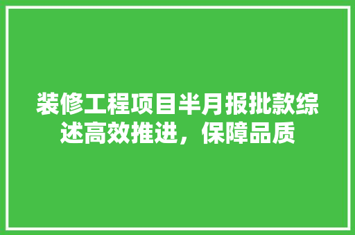 装修工程项目半月报批款综述高效推进，保障品质