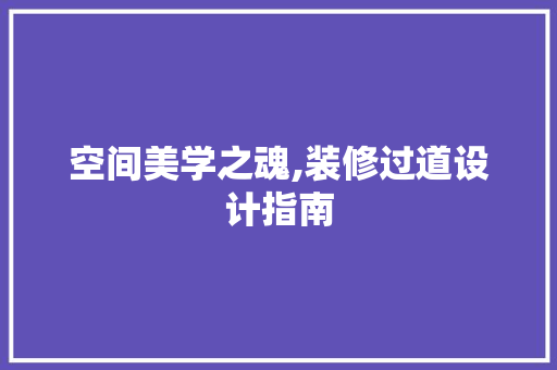 空间美学之魂,装修过道设计指南