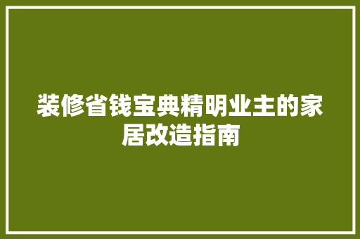 装修省钱宝典精明业主的家居改造指南
