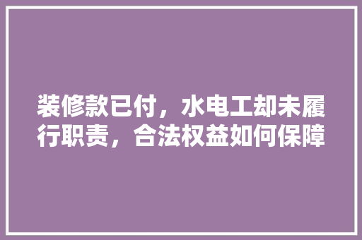 装修款已付，水电工却未履行职责，合法权益如何保障