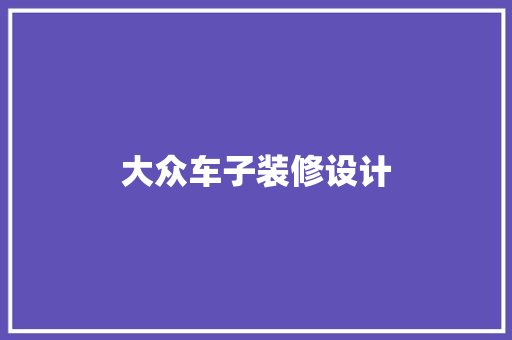 大众车子装修设计