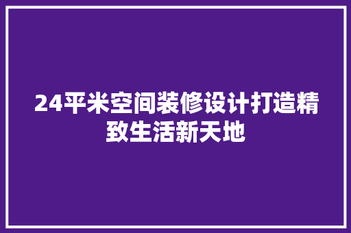 24平米空间装修设计打造精致生活新天地