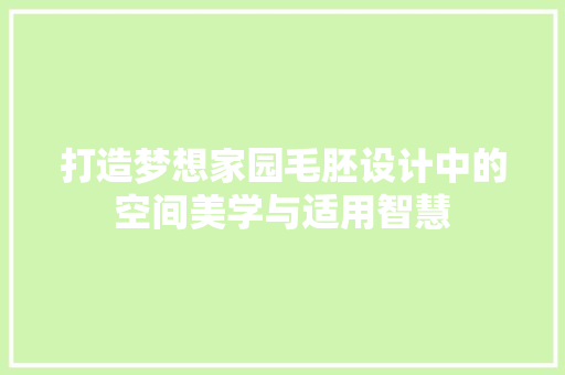 打造梦想家园毛胚设计中的空间美学与适用智慧