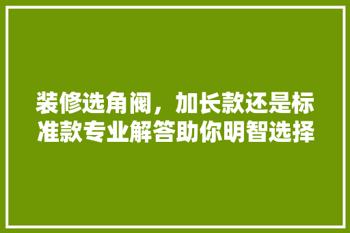 装修选角阀，加长款还是标准款专业解答助你明智选择