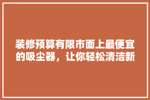 装修预算有限市面上最便宜的吸尘器，让你轻松清洁新家！  第1张