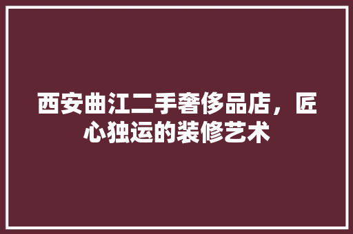 西安曲江二手奢侈品店，匠心独运的装修艺术