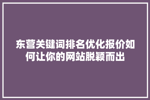 东营关键词排名优化报价如何让你的网站脱颖而出