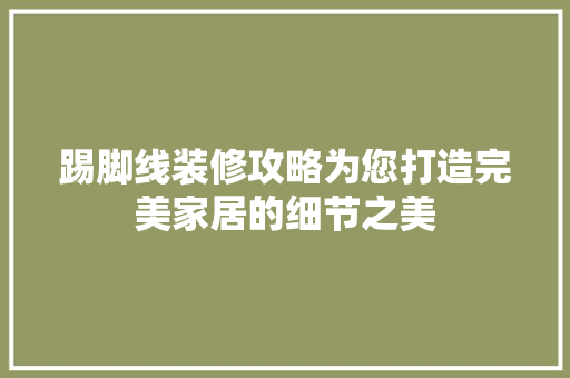 踢脚线装修攻略为您打造完美家居的细节之美