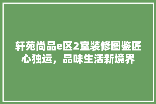 轩苑尚品e区2室装修图鉴匠心独运，品味生活新境界  第1张