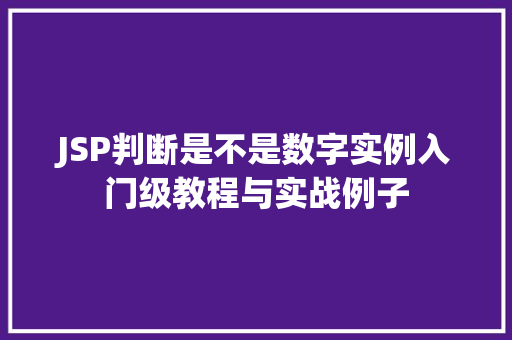 JSP判断是不是数字实例入门级教程与实战例子 第1张 JSP判断是不是数字实例入门级教程与实战例子 第1张