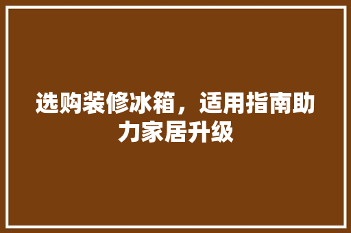 选购装修冰箱，适用指南助力家居升级