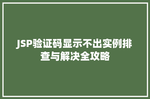 JSP验证码显示不出实例排查与解决全攻略 第1张 JSP验证码显示不出实例排查与解决全攻略 第1张